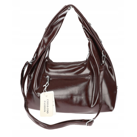 Torebka damska worek listonoszka shopper z ćwiekami modna C90560 Czekoladowa
