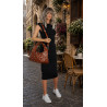 Torebka damska worek listonoszka shopper z ćwiekami modna C90560 Brązowa