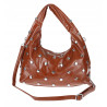 Torebka damska worek listonoszka shopper z ćwiekami modna C90560 Brązowa