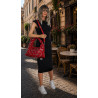 Torebka damska worek listonoszka shopper z ćwiekami modna C90560 Czerwona