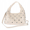 Torebka damska worek listonoszka shopper z ćwiekami modna C90560 Beżowa
