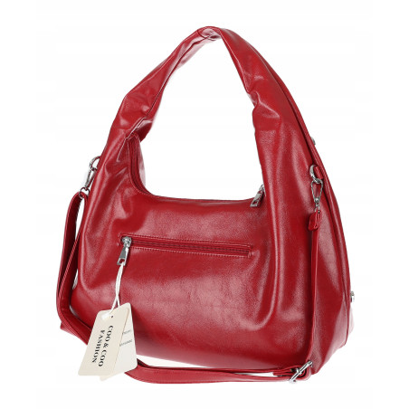 Torebka damska worek listonoszka shopper z ćwiekami modna C90560 Czerwona