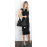 Torebka damska worek listonoszka shopper z ćwiekami modna C90560 Czarna