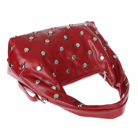Torebka damska worek listonoszka shopper z ćwiekami modna C90560 Czerwona
