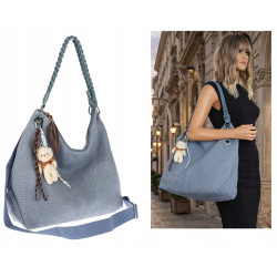 Torebka Damska Worek Shopper Torba na Ramię duża pajemna MA352 Niebieska