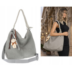 Torebka Damska Worek Shopper Torba na Ramię modna duża pajemna MA352 Szara