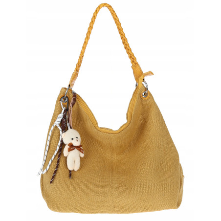 Torebka Damska Worek Shopper Torba na Ramię modna duża pajemna MA352 Żółta