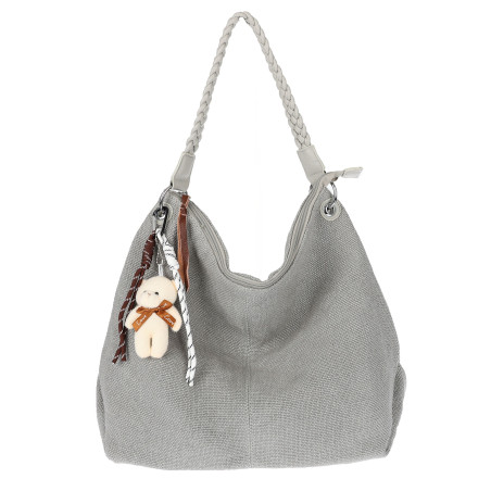 Torebka Damska Worek Shopper Torba na Ramię modna duża pajemna MA352 Szara