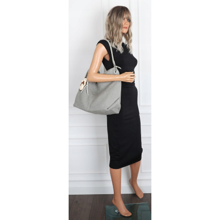 Torebka Damska Worek Shopper Torba na Ramię modna duża pajemna MA352 Szara