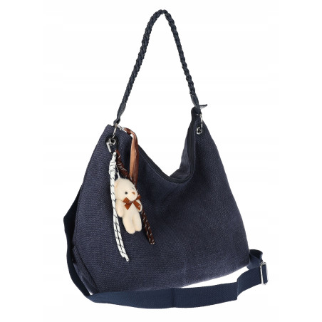 Torebka Damska Worek Shopper Torba na Ramię duża pajemna MA352 Granatowa
