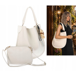 Torebka damska shopper 2w1 worek elegancka modna listonoszka HZN502 Beżowa