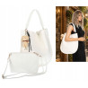 Torebka damska shopper 2w1 worek elegancka modna listonoszka HZN502 Biała