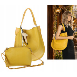 Torebka damska shopper 2w1 worek elegancka modna listonoszka HZN502 Żółta