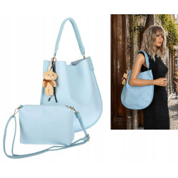 Torebka damska shopper 2w1 worek elegancka listonoszka HZN502 Niebieska