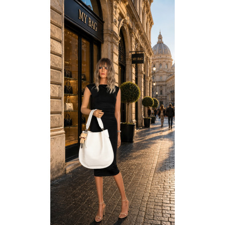 Torebka damska shopper 2w1 worek elegancka modna listonoszka HZN502 Biała