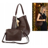Torebka damska shopper 2w1 worek elegancka listonoszka HZN502 Czekoladowa
