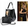 Torebka damska shopper 2w1 worek elegancka modna listonoszka HZN502 Czarna