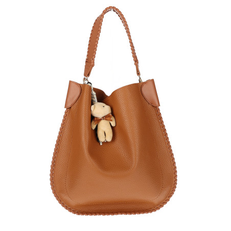 Torebka damska shopper 2w1 worek elegancka modna listonoszka HZN502 Brązowa