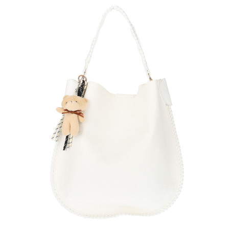Torebka damska shopper 2w1 worek elegancka modna listonoszka HZN502 Biała