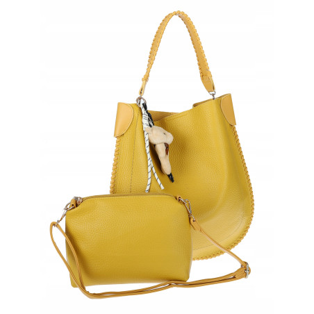 Torebka damska shopper 2w1 worek elegancka modna listonoszka HZN502 Żółta