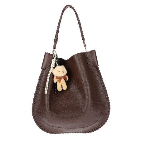 Torebka damska shopper 2w1 worek elegancka listonoszka HZN502 Czekoladowa