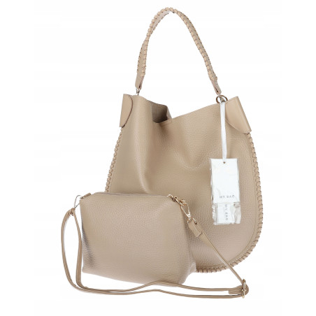 Torebka damska shopper 2w1 worek elegancka modna listonoszka HZN502 Beżowa