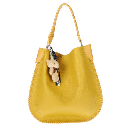 Torebka damska shopper 2w1 worek elegancka modna listonoszka HZN502 Żółta