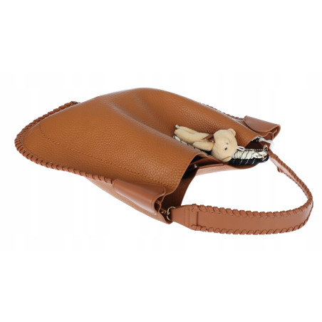 Torebka damska shopper 2w1 worek elegancka modna listonoszka HZN502 Brązowa