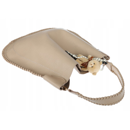 Torebka damska shopper 2w1 worek elegancka modna listonoszka HZN502 Beżowa