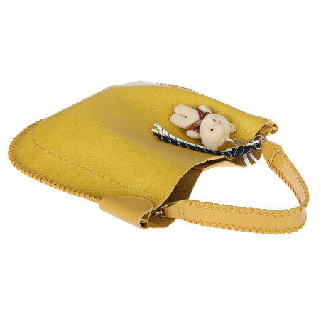 Torebka damska shopper 2w1 worek elegancka modna listonoszka HZN502 Żółta