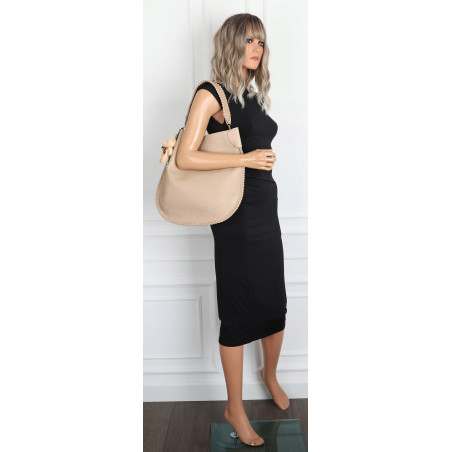 Torebka damska shopper 2w1 worek elegancka modna listonoszka HZN502 Beżowa