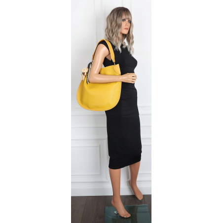 Torebka damska shopper 2w1 worek elegancka modna listonoszka HZN502 Żółta