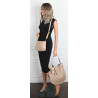 Torebka damska shopper 2w1 worek elegancka modna listonoszka HZN502 Beżowa