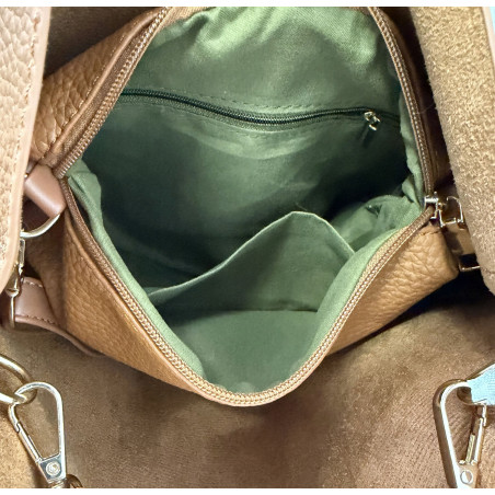 Torebka damska shopper 2w1 worek elegancka modna listonoszka HZN502 Brązowa