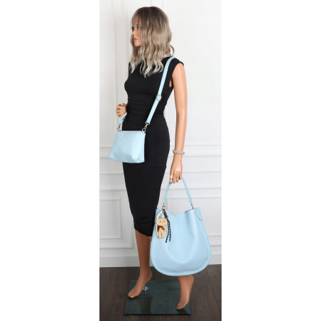 Torebka damska shopper 2w1 worek elegancka listonoszka HZN502 Niebieska