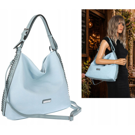 Torebka Damska Listonoszka Worek Shopper Modna na Ramię CH6817 Niebieska