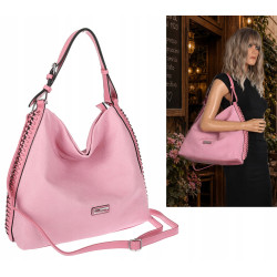 Torebka Damska Listonoszka Worek Shopper Modna torba na Ramię CH6817 Różowa