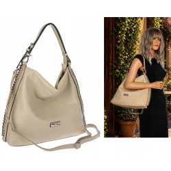 Torebka Damska Listonoszka Worek Shopper Modna torba na Ramię CH6817 Beżowa