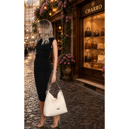 Torebka Damska Listonoszka Worek Shopper Modna torba na Ramię CH6817 Beżowa