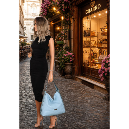 Torebka Damska Listonoszka Worek Shopper Modna na Ramię CH6817 Niebieska