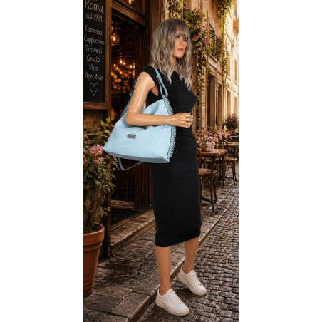 Torebka Damska Listonoszka Worek Shopper Modna na Ramię CH6817 Niebieska