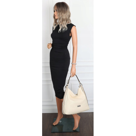 Torebka Damska Listonoszka Worek Shopper Modna torba na Ramię CH6817 Beżowa
