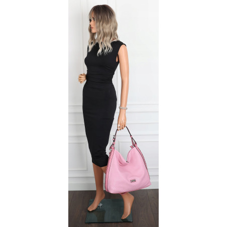 Torebka Damska Listonoszka Worek Shopper Modna torba na Ramię CH6817 Różowa