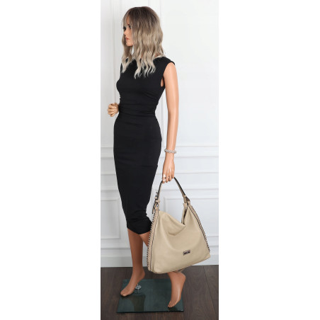 Torebka Damska Listonoszka Worek Shopper Modna torba na Ramię CH6817 Beżowa