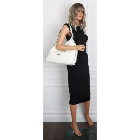 Torebka Damska Listonoszka Worek Shopper Modna torba na Ramię CH6817 Biała