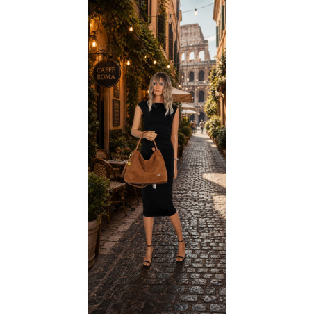 Torebka Damska Listonoszka Worek Shopper Modna na Ramię CC3546 Brązowa
