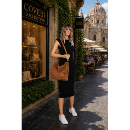 Torebka Damska Listonoszka Worek Shopper Modna na Ramię CC3546 Brązowa