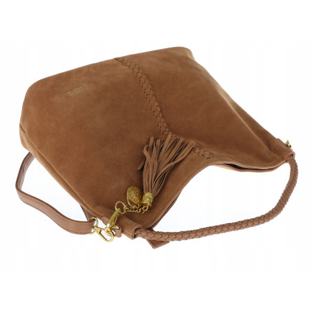 Torebka Damska Listonoszka Worek Shopper Modna na Ramię CC3546 Brązowa
