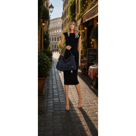 Torebka Damska Listonoszka Worek Shopper Modna na Ramię CC3546 Granatowa