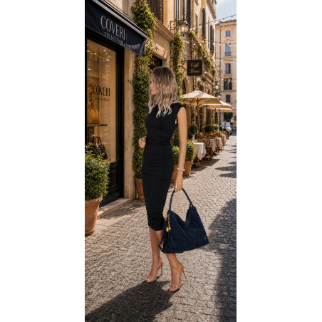 Torebka Damska Listonoszka Worek Shopper Modna na Ramię CC3546 Granatowa